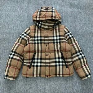 Burberry Tan Checkered Puffer Jacket